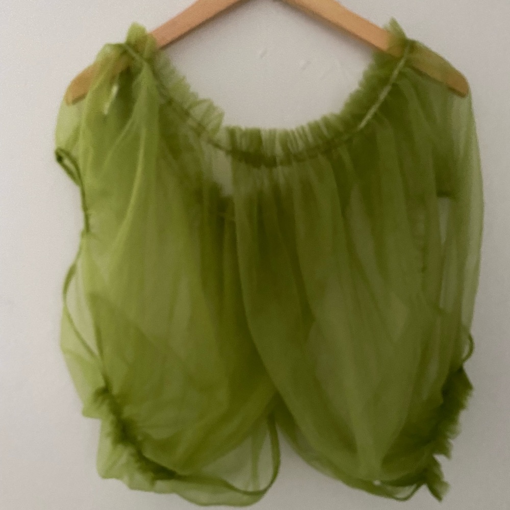 Green Tulle Crop top
